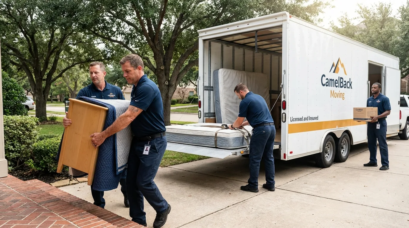Crew loading residential truck for cross-state move from Healdsburg, CA